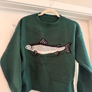 Green Fish Pattern Sweater